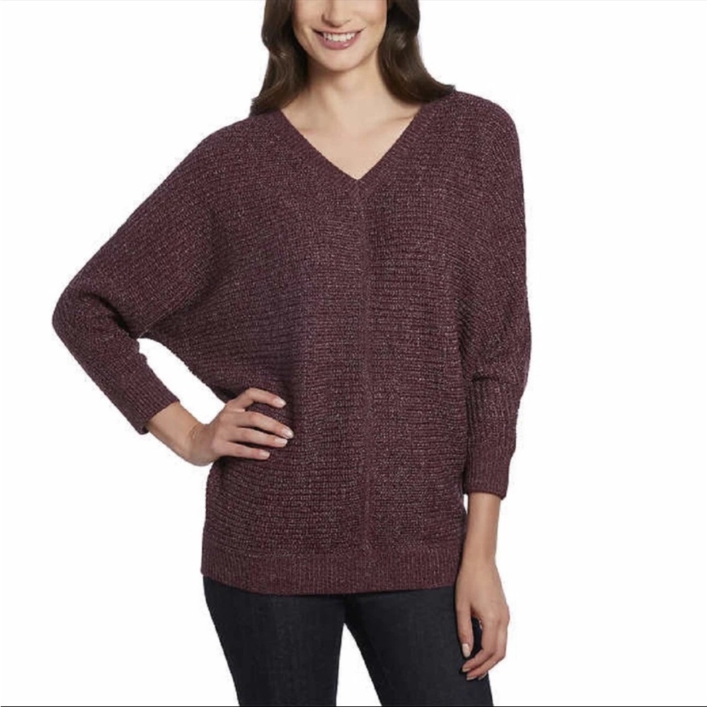 Ellen Tracy - Women’s 3/4 Sleeve V- neck Sweater Top